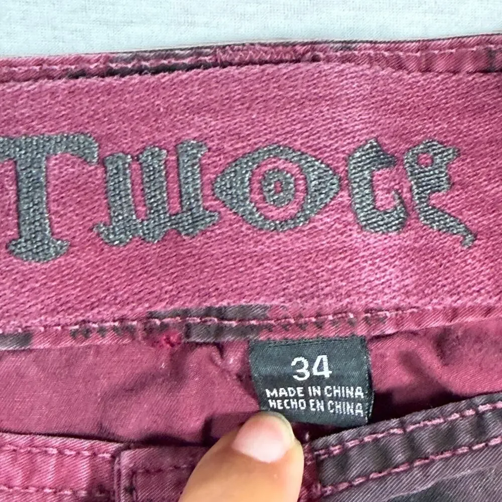 Y2K Twoce Twice Burgundy Black Camo Cargo Shorts 34 Baggy Buckle Skater Jorts